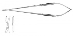 Ножницы м/х изогнутые по ребру, 160 мм, пл.р, т/к, р.ч. 14 мм с зубц.